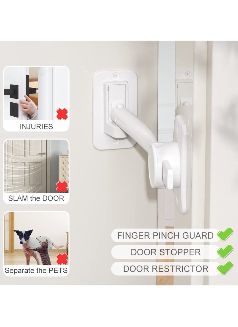 Adjustable Childproof Door Restrictor and Finger Pinch Guard for Baby and Pet Safety White