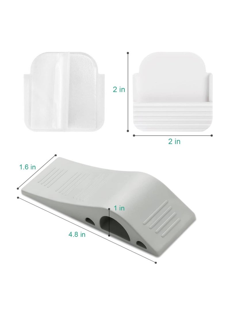 Non-Slip Rubber Door Stop Wedges - 3 Pack with Holders for All Floor Types: Tile, Carpet, Wood, and Laminate