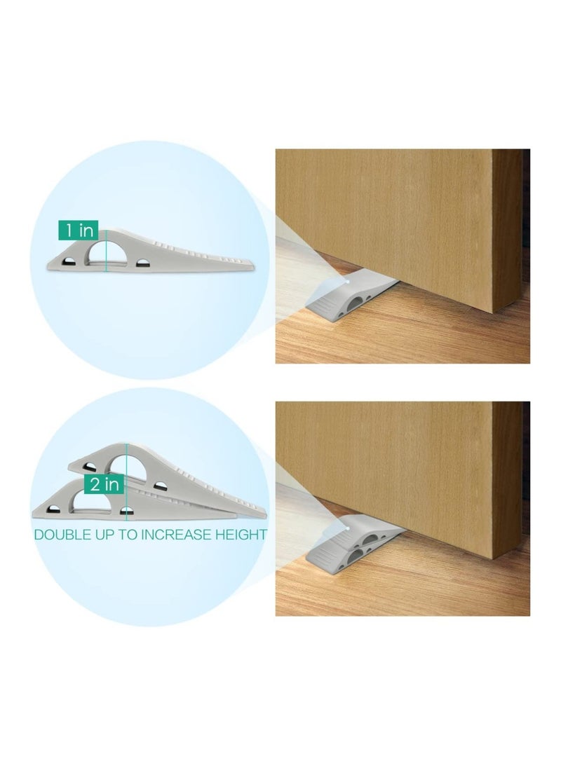 Non-Slip Rubber Door Stop Wedges - 3 Pack with Holders for All Floor Types: Tile, Carpet, Wood, and Laminate