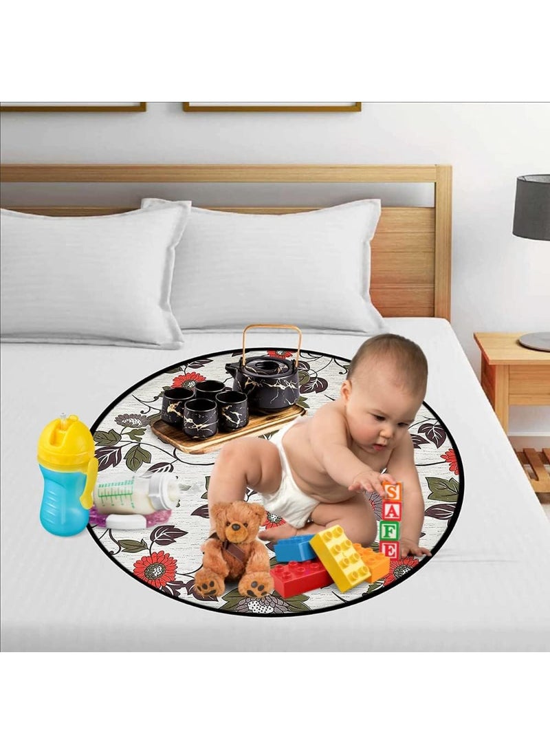 Khushimit Water Resistant Baby Bed Sheet Protector Baby Enjoy Food on Bed with Playing Baby Playing Sheet Picnic Mat for Baby with Stain Resistant Size 36 36 Inch DesignKM1001