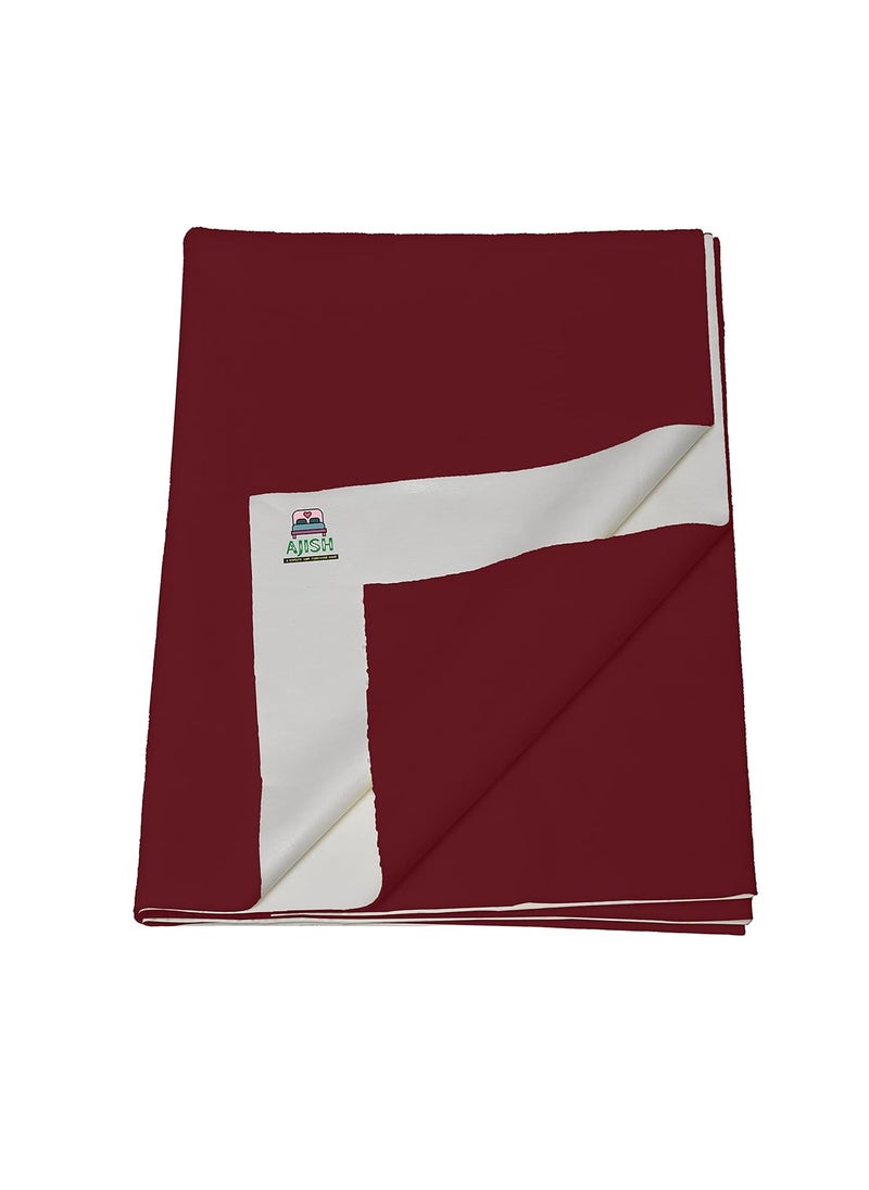 Baby Bed Protector Reusable 100 Waterproof High Absorbent Faster Dry Sheet Soft Cotton Fabric Best for New Born Babies Toddler Children 100X140CM Maroon Large Pack of 1