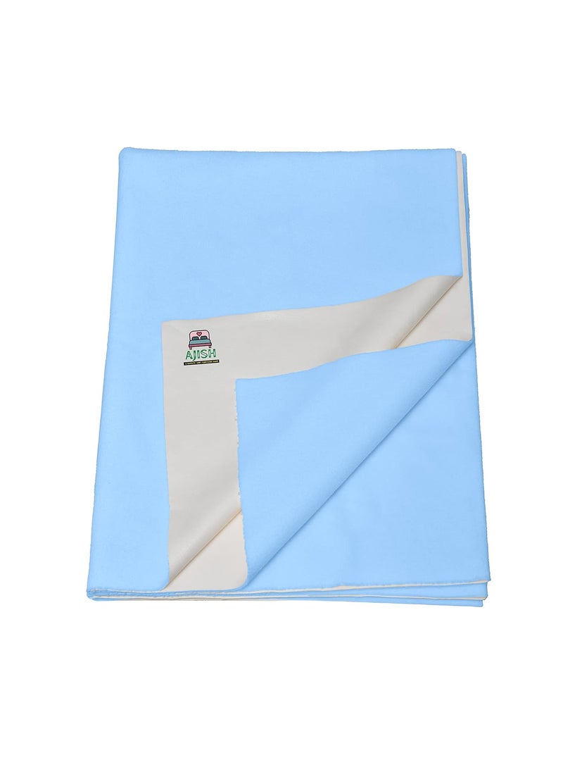 Baby Bed Protector Reusable 100 Waterproof High Absorbent Faster Dry Sheet Soft Cotton Fabric Best for New Born Babies Toddler Children 100X140CM Sky Blue Large Pack of 1