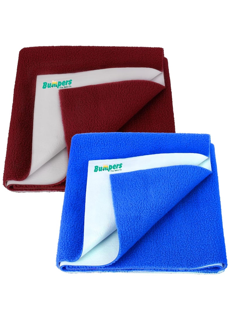 Bumpers Waterproof Dry Rubber Bed Sheet CoverToddlerAdult Sleeping Mattress ProtectorUrine ExtraAbsorbentWashable Reusable Crib MatXL Combo 200 x 140 cm Royal BlueMaroon