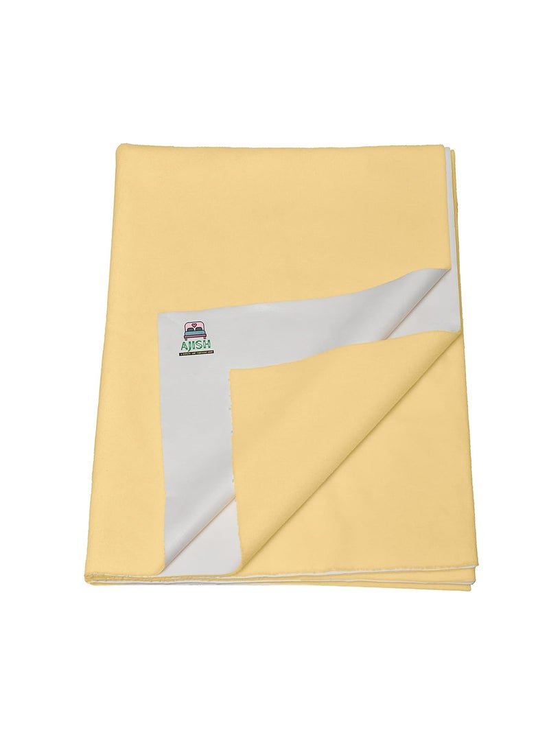 Baby Bed Protector Reusable 100 Waterproof High Absorbent Faster Dry Sheet Soft Cotton Fabric Best for New Born Babies Toddler Children 100X140CM Yellow Large Pack of 1