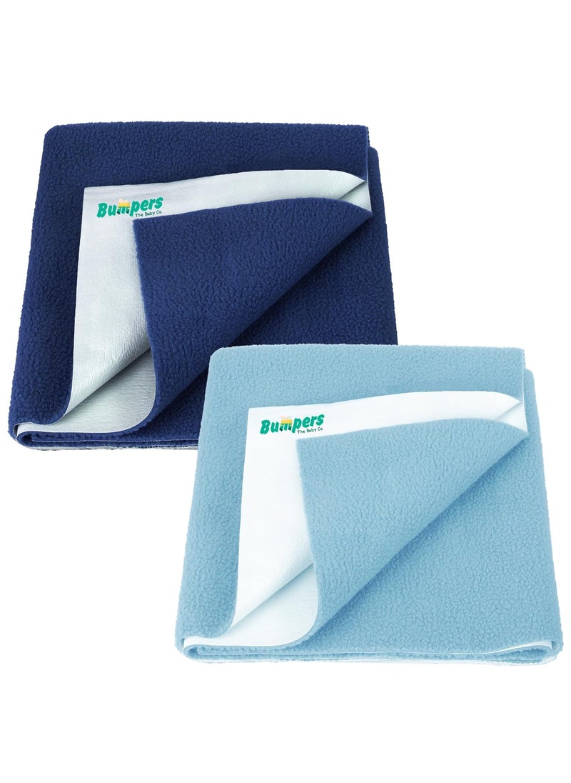 Bumpers Waterproof Quick Dry Sheet for Baby Bed Pad Extra Absorbent Washable Matress Protector Baby Bed Protector Sheet for Toddler ChildrenMedium Combo 100 x 70 cm Sea BlueDark Blue