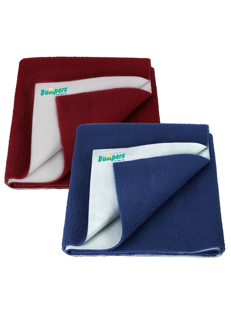 Bumpers Waterproof Quick Dry Sheet for Baby Bed Pad Extra Absorbent Washable Matress Protector Baby Bed Protector Sheet for Toddler ChildrenMedium Combo 100 x 70 cm Royal BluePlum