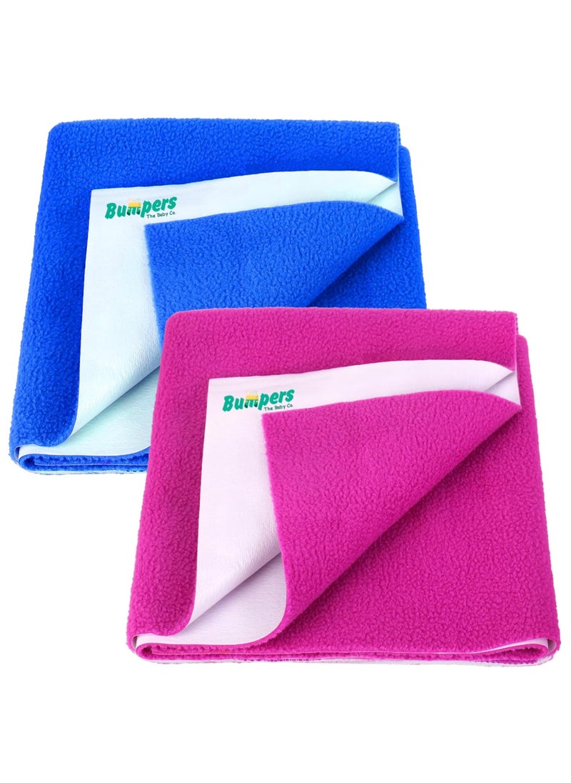 Bumpers Waterproof Quick Dry Sheet for Baby Bed Pad Extra Absorbent Washable Matress Protector Baby Bed Protector Sheet for Toddler ChildrenMedium Combo 100 x 70 cm Rani PinkRoyal Blue