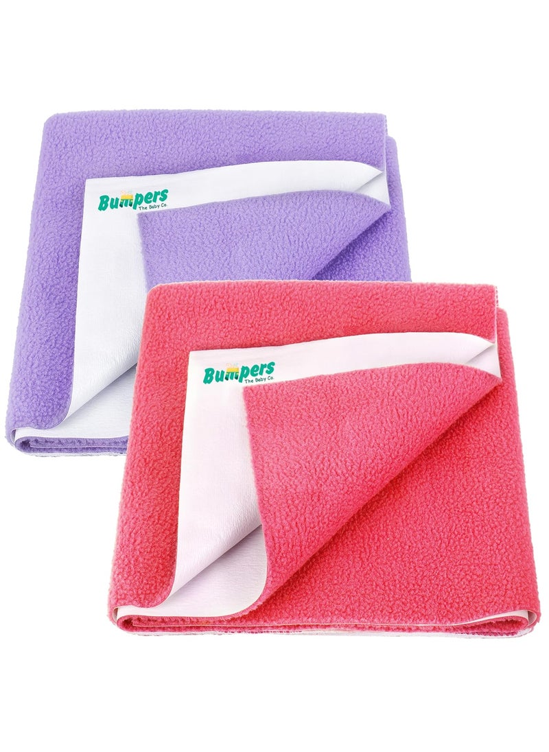 Bumpers Waterproof Quick Dry Sheet for Baby Bed Pad Extra Absorbent Washable Matress Protector Baby Bed Protector Sheet for Toddler ChildrenMedium Combo 100 x 70 cm Salmon RoseViolet