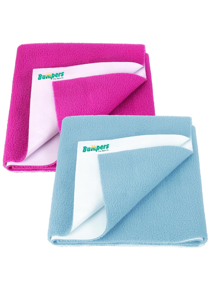 Bumpers Waterproof Quick Dry Sheet for Baby Bed Pad Extra Absorbent Washable Matress Protector Baby Bed Protector Sheet for Toddler ChildrenMedium Combo 100 x 70 cm Sea BlueRani Pink