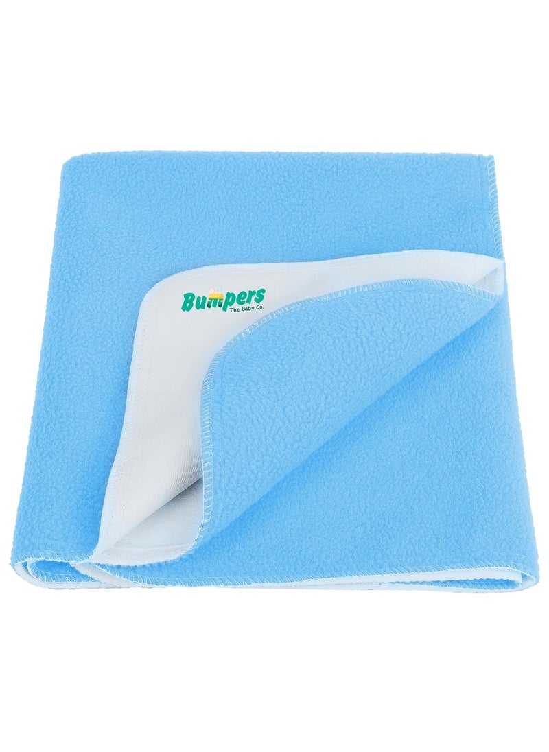 Bumpers The Baby Co Waterproof Interlock Quick Dry Sheet for Baby Bed Pad Extra Absorbent Washable Matress Protector Baby Bed Protector Sheet for Toddler Children Sky Blue XL 200x140 cm
