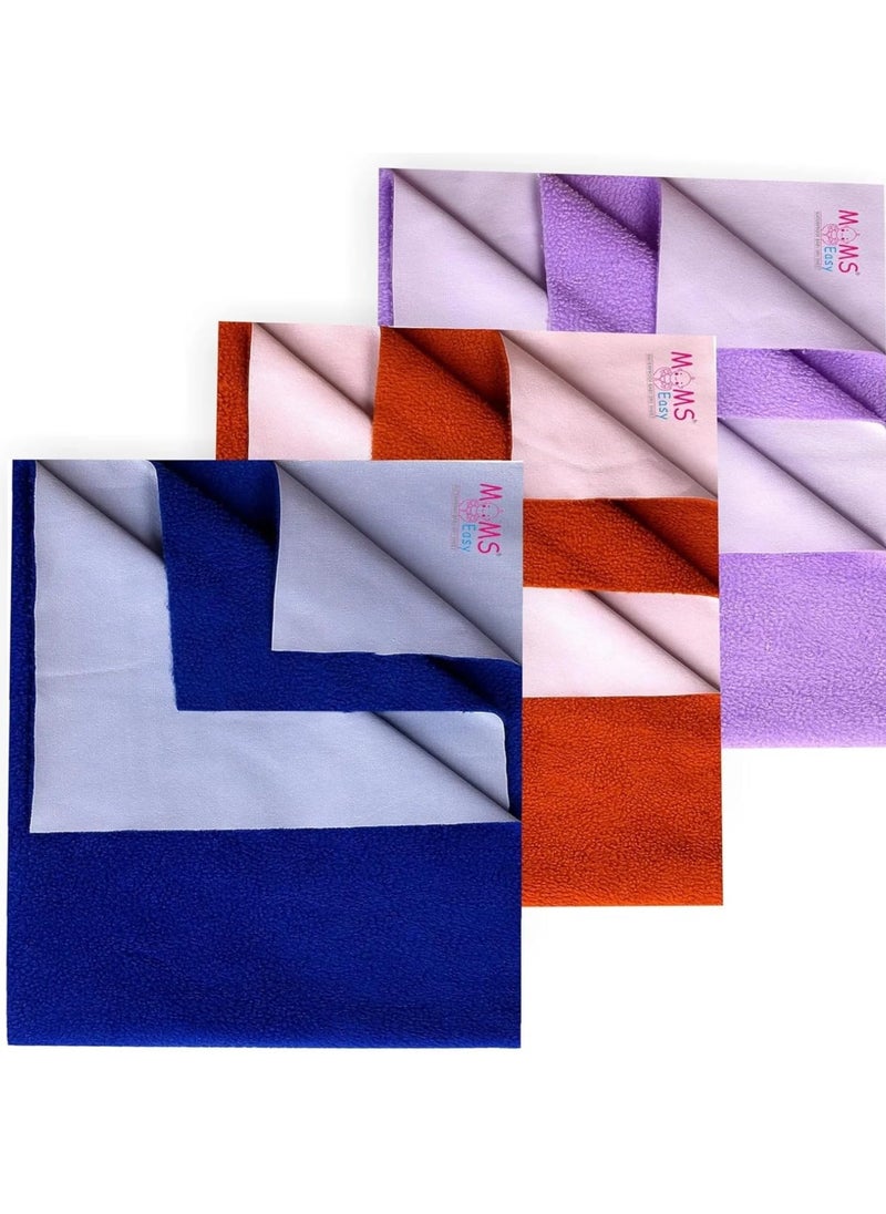 MOMSEASY New Born Baby Bed Protector Waterproof Mat Sheet and Care Products Combo RBlue Maroon Lilac Large 140x100 cm