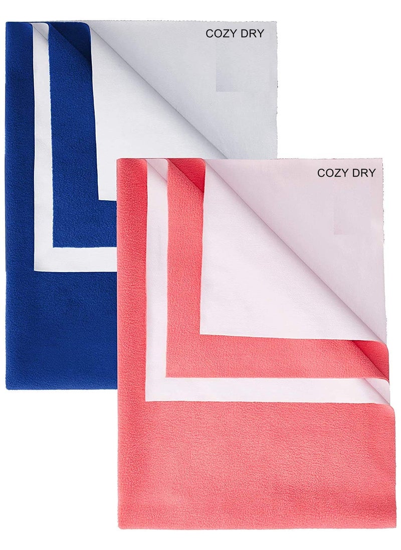 FRATELLI Cozy Dry Baby Bed Protector Twin Pack Navy Blue Salmon Rose