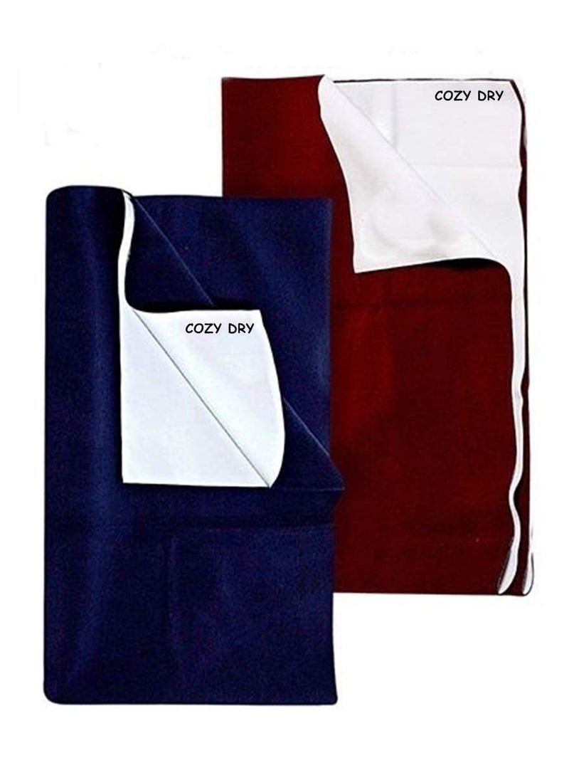 FRATELLI Cozy Dry Baby Bed Protector Twin Pack Large SizeNavy Blue Maroon