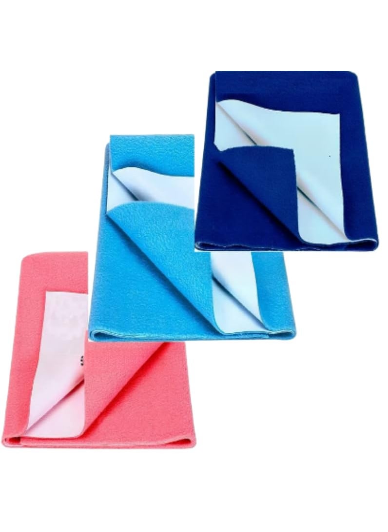 Bed Pad Water Resistant Bed Protector Baby Dry SheetWashable Waterproof Mattress ProtectorBaby Cot SheetsReusable Underpad Sheet 140x100cm Pack of 3 Royal BlueLite BluePink