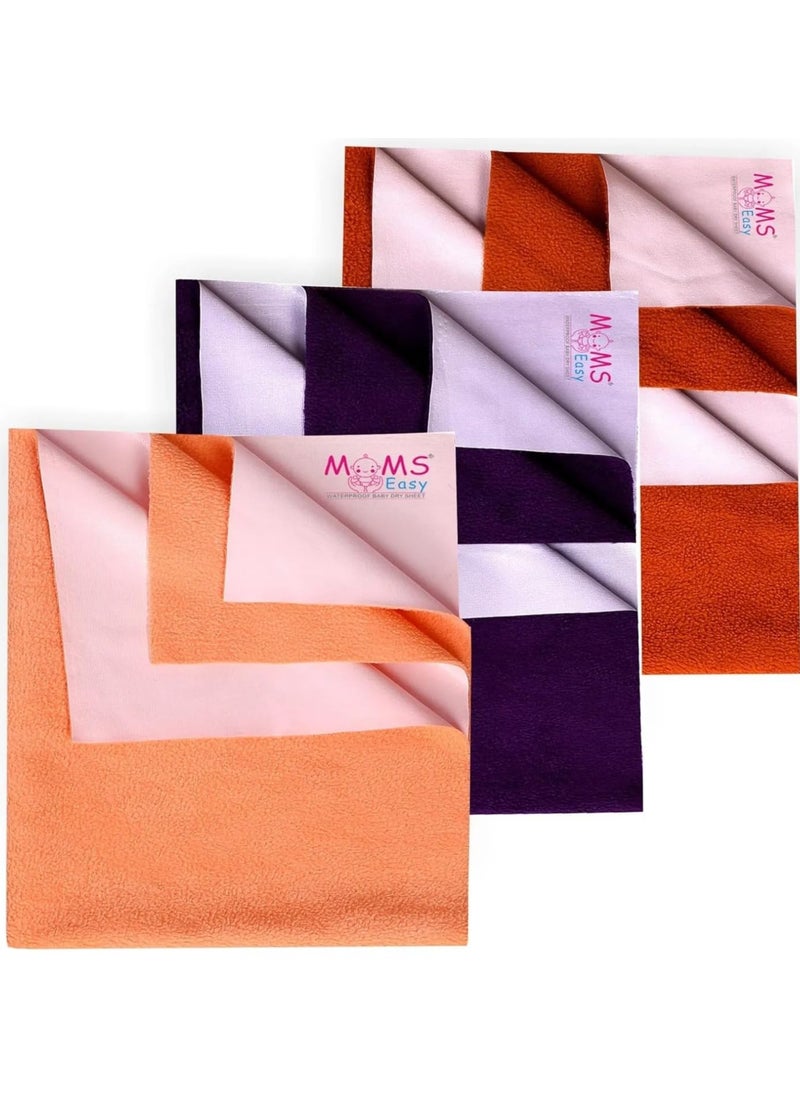 MOMSEASY New Born Baby Kids Waterproof Bed Protector Baby Urine Mat Waterproof Waterproof Bed Protector Sheet and Baby Products Combo Peach Plum Maroon Medium 100x70 cm