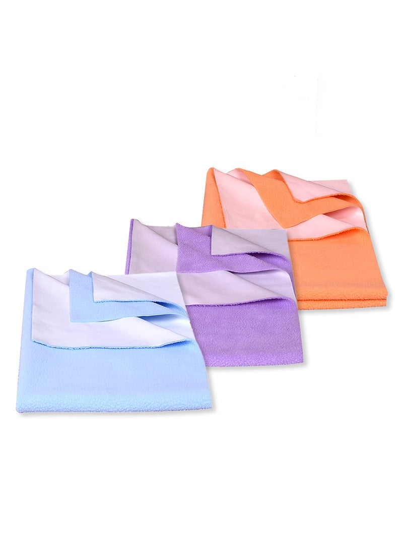 MOMSEASY New Born Baby Bed Protector Waterproof Baby Bed Sheet Waterproof Baby Bedding for New Born and Baby Care Combo SBlue Lilac Peach Medium 100x70 cm
