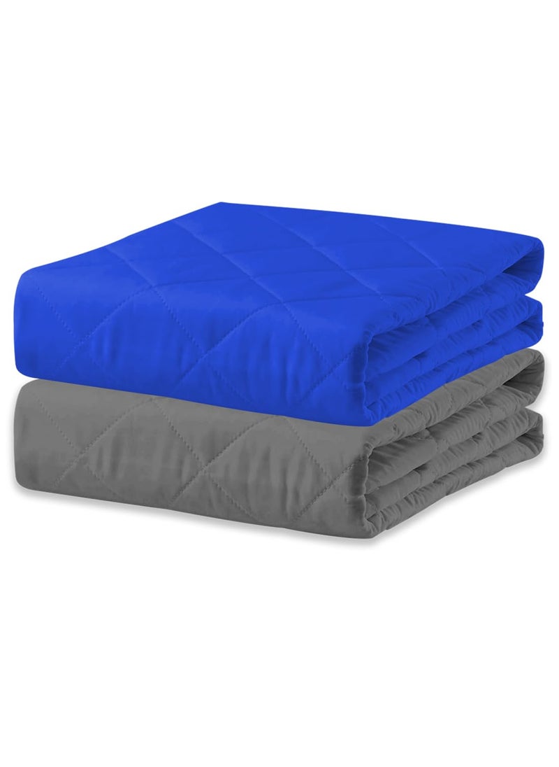 ADBENI HOME Quilted Cotton Extra Absorbent Quick Dry Baby Sheet Bed Protector Waterproof Cot Crib Mattress Protection King 90x138cm Grey Royal Blue