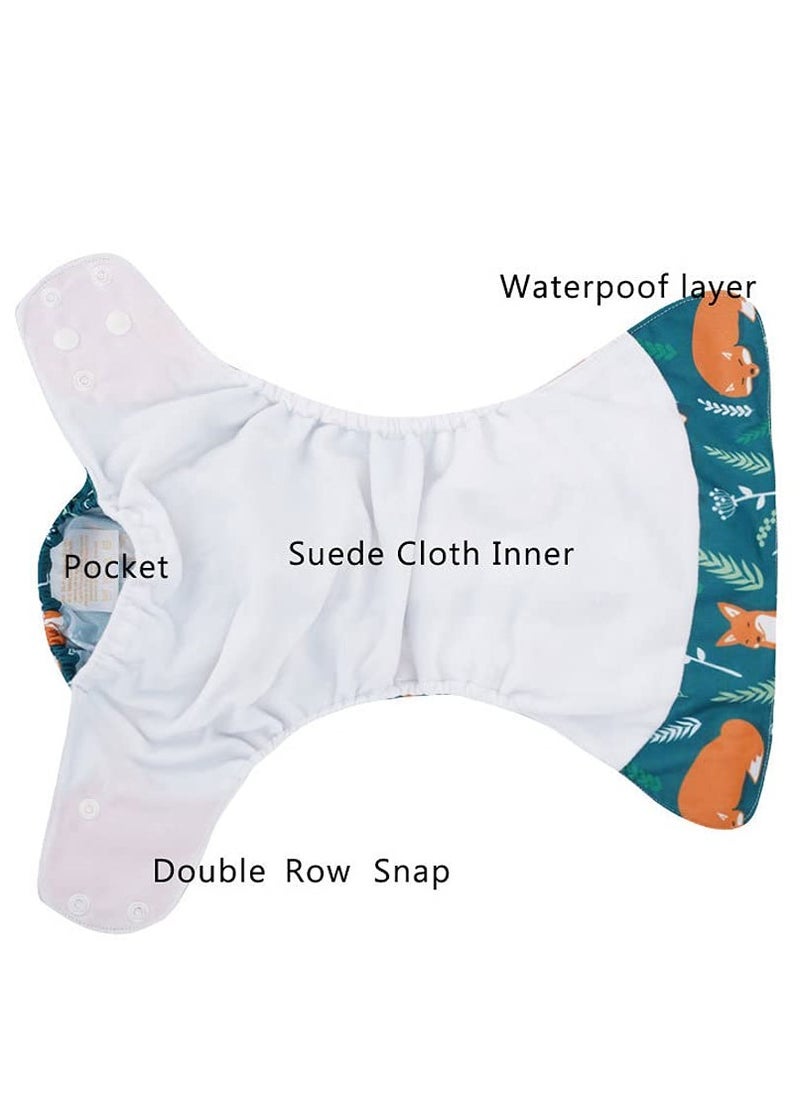Cloth Diaper, 4PCS Baby Cloth Diaper Washable Reusable Stretchable Cloth Pocket Diapers with Strong Absorption for Baby Toddler Girls Boys