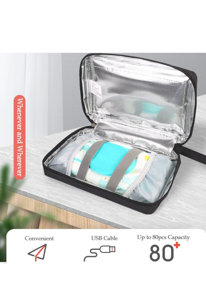 Car Wipes Heater Warmer with Digital Display Screen Portable USB Baby Thermostat Heating Bag Temperature Adjustable Up to 80Pcs Capacity for Home Travel Camping