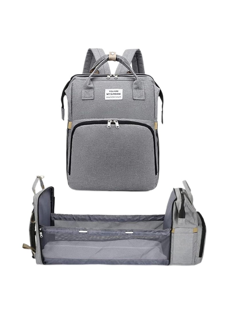 Multifunctional Diaper Bag Backpack for Moms and Dads, Waterproof Travel Baby Changing Bag, Essential Newborn Gift, Versatile Baby Changing Station (Grey) - 1 Pack
