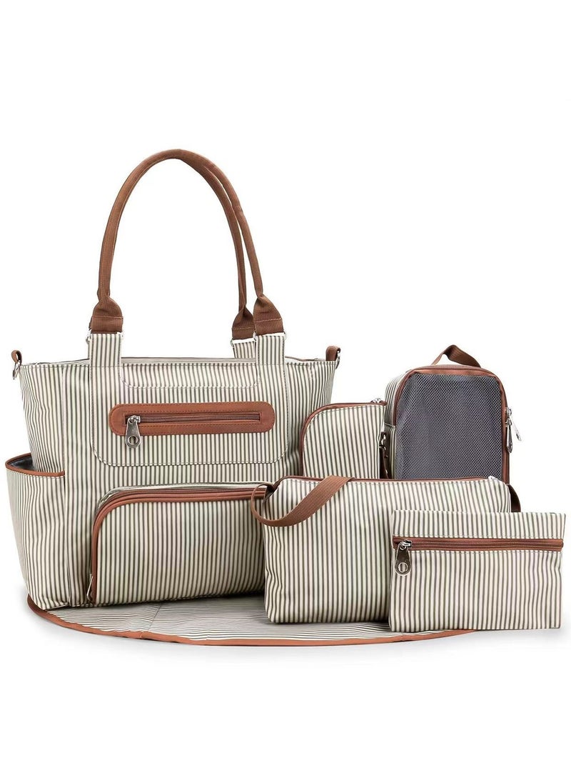 Diaper Bags Tote,6Pcs baby diaper Convertible Baby Bags with Changing Pad  Insulated Pockets for Mom, Multifunction Mommy bag Large Storage for Baby Nappy/Clothes