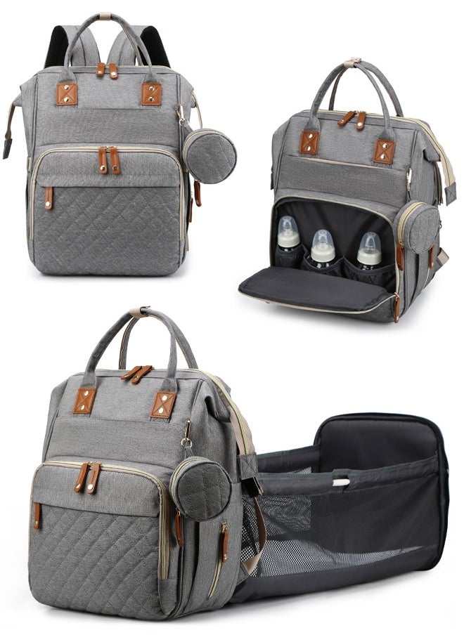 Diaper Bag Backpack with Changing Station, Multifunction Travel Baby Bag, Waterproof Baby Tote, Large Capacity Mommy Bag, Newborn Essentials Backpack Bag, Unisex, Gray