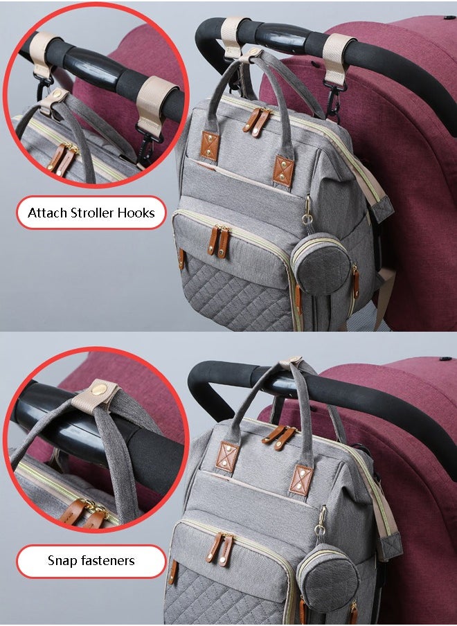 Diaper Bag Backpack with Changing Station, Multifunction Travel Baby Bag, Waterproof Baby Tote, Large Capacity Mommy Bag, Newborn Essentials Backpack Bag, Unisex, Gray