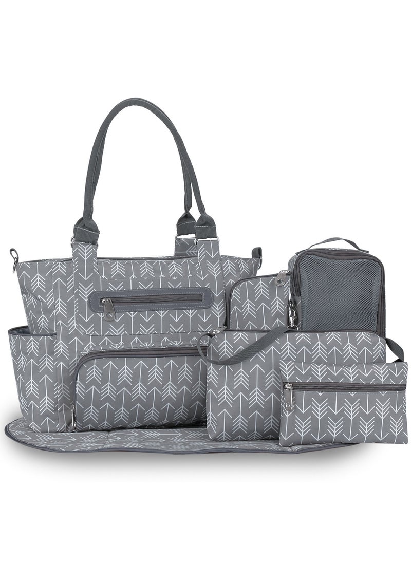 6 Pack Diaper Bag Set With Stroller Hooks And Nappy Changing Mat Nappy Baby Bag Travel Beach Shopping Baby Bag Multifunctional Mummy Bag Cosmetic Wet Dry Pouch