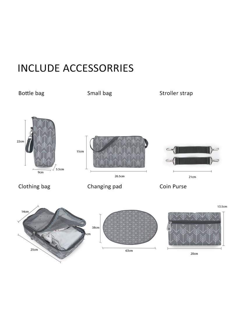 6 Pack Diaper Bag Set With Stroller Hooks And Nappy Changing Mat Nappy Baby Bag Travel Beach Shopping Baby Bag Multifunctional Mummy Bag Cosmetic Wet Dry Pouch