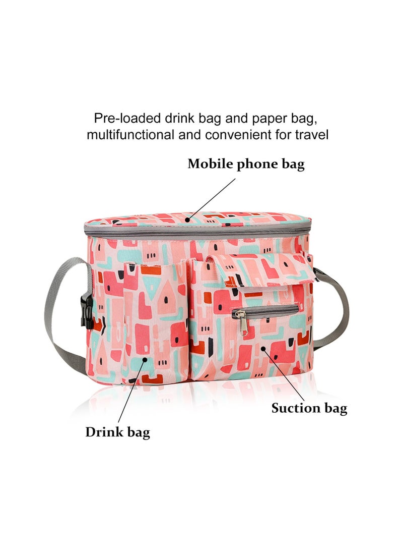 Universal Pram Organiser Bag - Portable, Waterproof Storage for Baby Pushchairs, Perfect for Carrying Water Bottles, Phones, Toys, with Durable PU Coating (1 Pack)