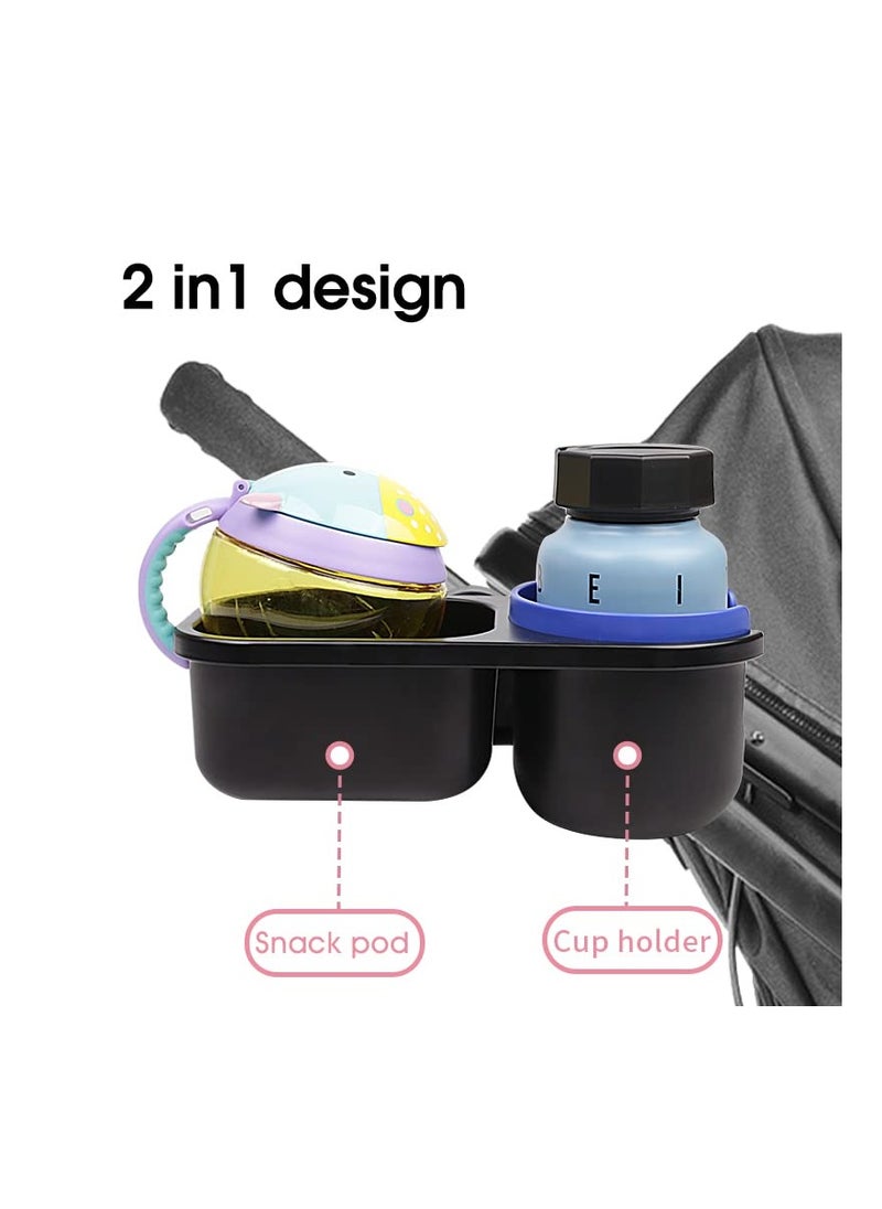 2-in-1 Stroller Snack Tray with Cup Holder, Toddler Stroller Accessory, Fits Strollers with Armrests, Perfect for Snack Catching and Convenient Storage.