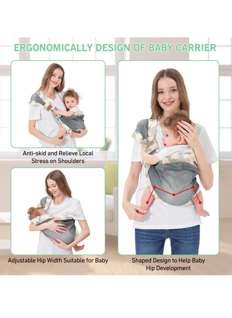 Adjustable One Shoulder Baby Carrier, Lightweight Mesh Sling for Infants and Toddlers (6-40 lbs), Perfect for Newborns, Boys and Girls
