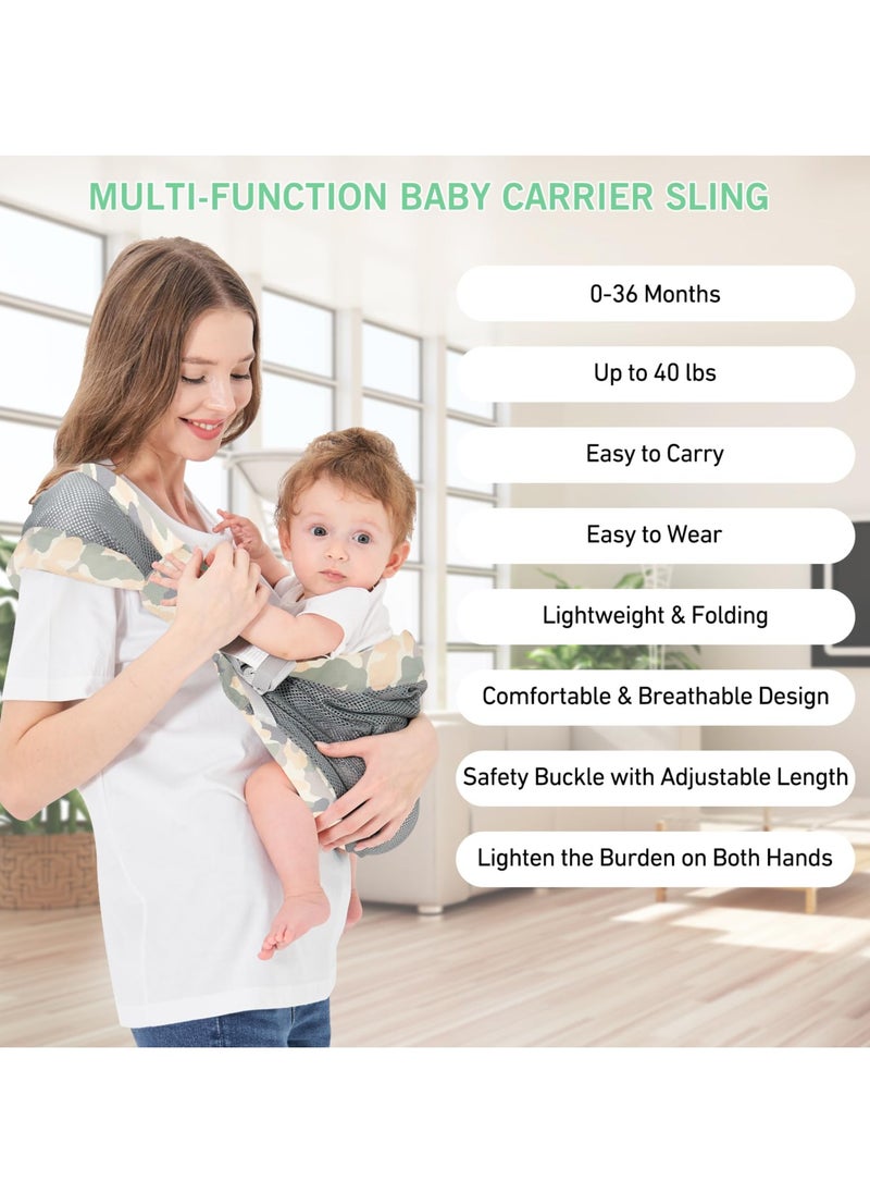 Adjustable One Shoulder Baby Carrier, Lightweight Mesh Sling for Infants and Toddlers (6-40 lbs), Perfect for Newborns, Boys and Girls