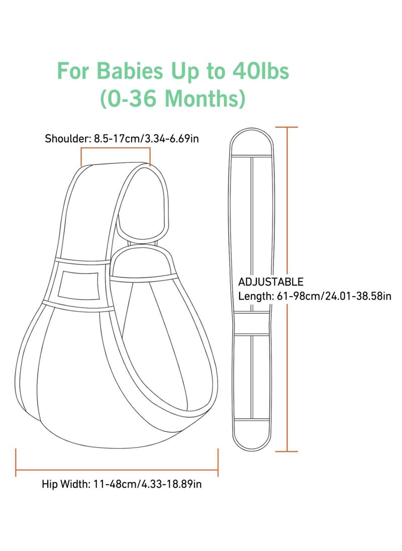 Adjustable One Shoulder Baby Carrier, Lightweight Mesh Sling for Infants and Toddlers (6-40 lbs), Perfect for Newborns, Boys and Girls