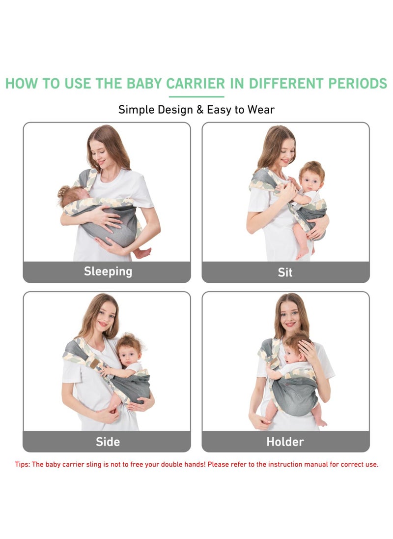 Adjustable One Shoulder Baby Carrier, Lightweight Mesh Sling for Infants and Toddlers (6-40 lbs), Perfect for Newborns, Boys and Girls