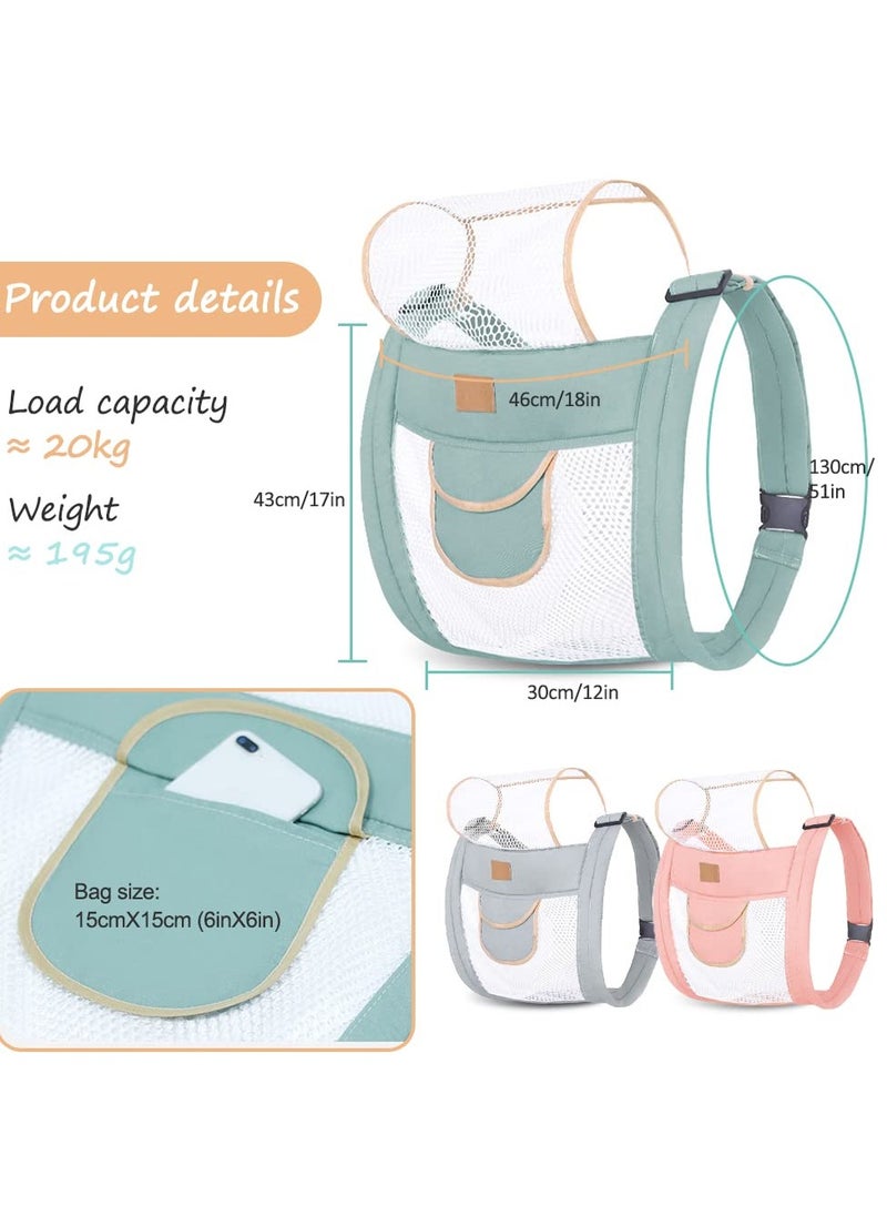 Breathable Baby Sling, Adjustable Baby Carrier Double Layer Mesh Baby Sling Lightweight Breathable Ergonomic Universal Baby Carrier for All Seasons for Newborns from Birth 3-30 Months (Green)