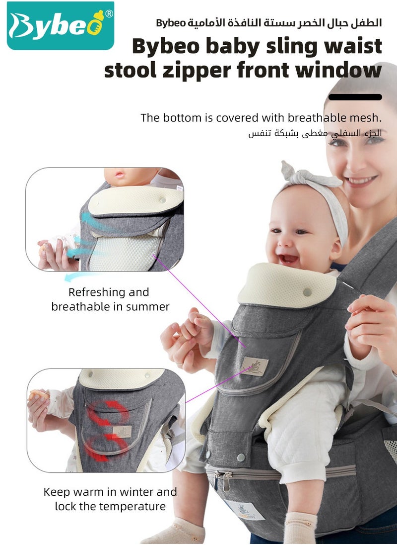 Baby Carrier with Hip Seat And Storage Bag,  Multifunctional Baby Strap Waist Carrier for Newborn to Toddler, Adjustable Baby holder, Baby Sling Carrier with Ergonomic Head Back Support