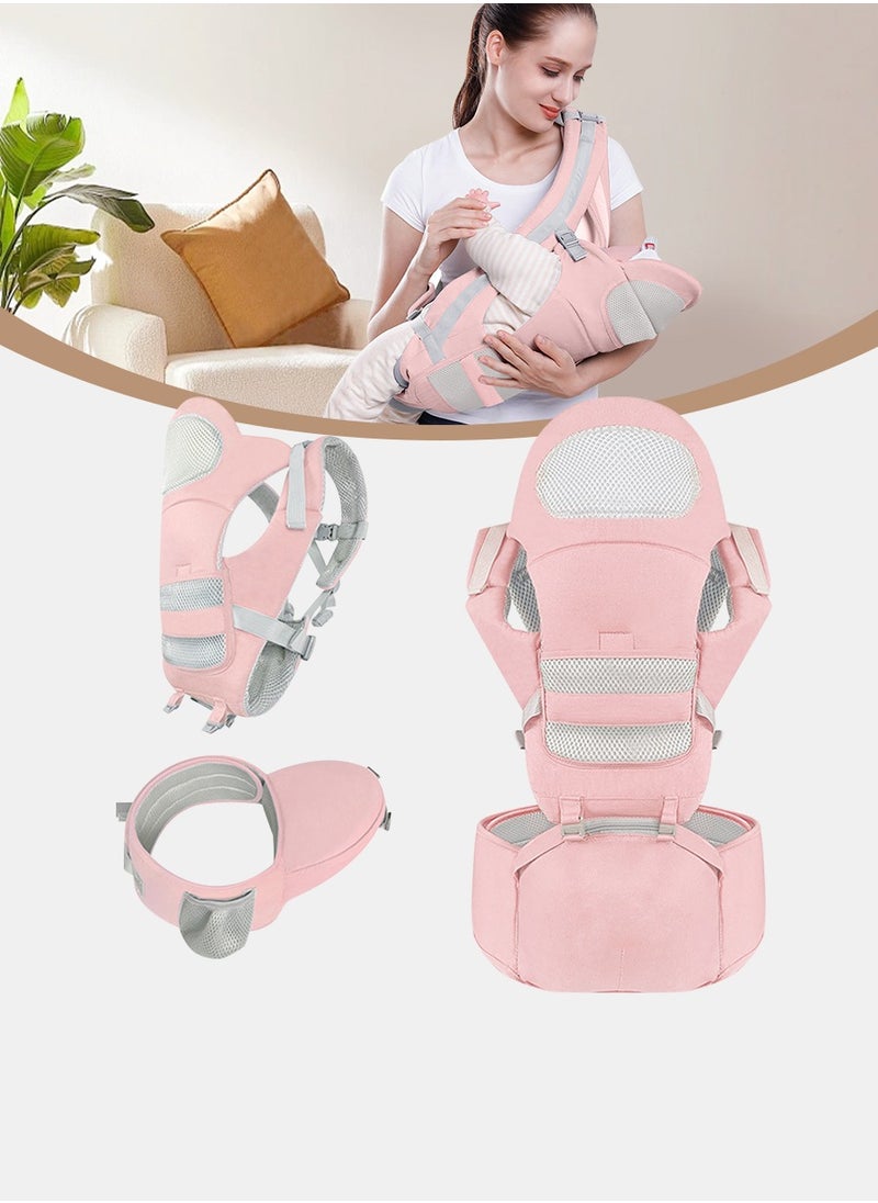Adjustable Baby Carrier, Baby Carrier with Hip Seat, Baby Lumbar Stool with Storage, Baby Sleeping Bag, Breathable and Comfortable, Six Ways of Use