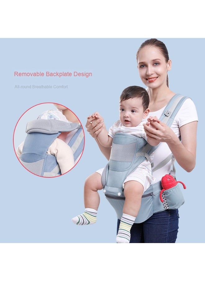 Multi-Functional Baby Carrier with Back Support - Foldable Waist Seat for Horizontal Carrying
