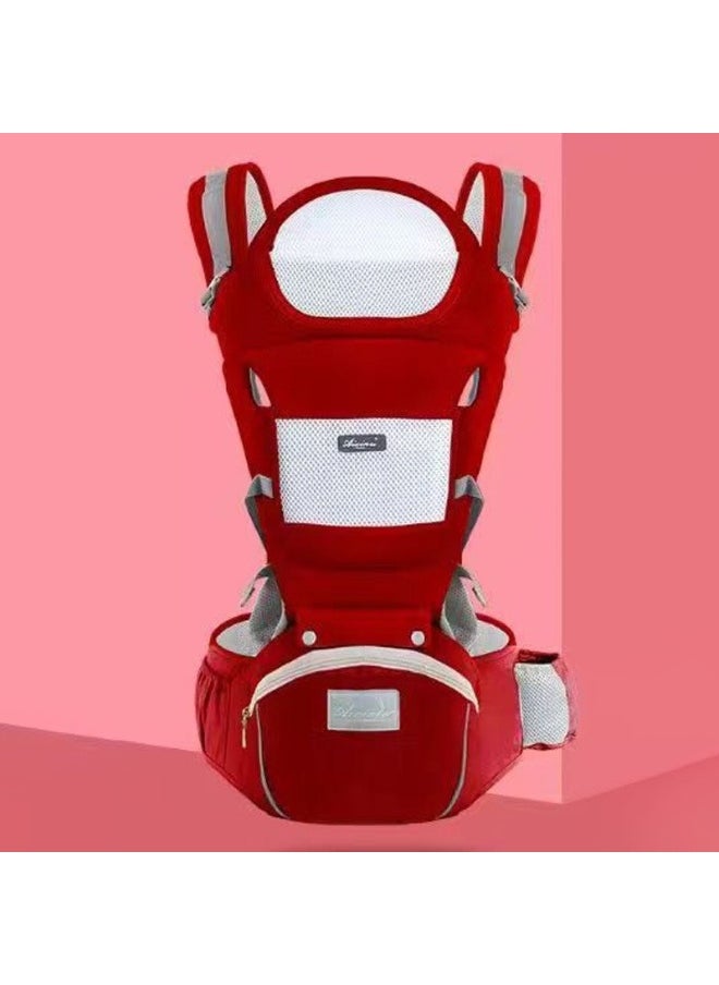 Multi-Functional Baby Carrier with Back Support - Foldable Waist Seat for Horizontal Carrying