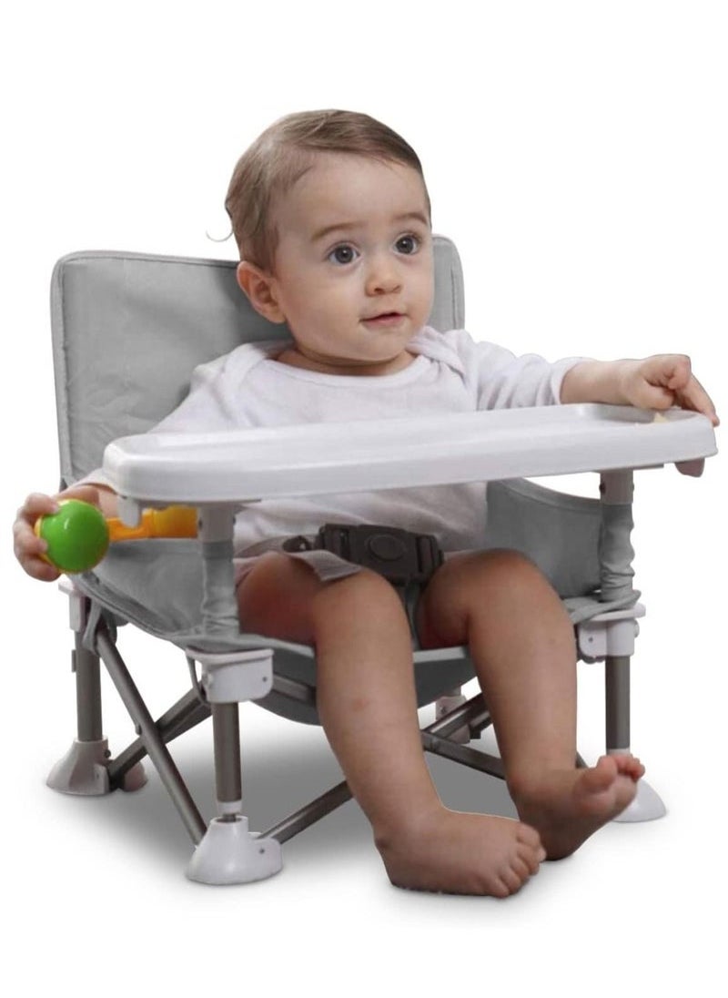 Baby Travel Booster Seat,Booster Seat for Table with Removable Dining Tray, Folding Compact Sit Up Chair for Dining Table for Indoor/Outdoor, Camping, Beach, Lawn Toddlers, Kids, Boys, Girls