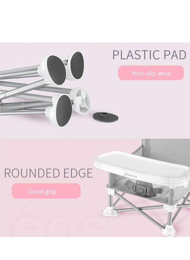 Baby Travel Booster Seat,Booster Seat for Table with Removable Dining Tray, Folding Compact Sit Up Chair for Dining Table for Indoor/Outdoor, Camping, Beach, Lawn Toddlers, Kids, Boys, Girls