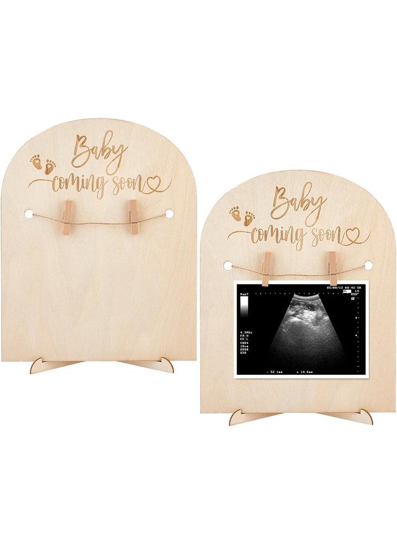 Curious Button Set of 1 Pcs Wooden Ultrasound Frame Stand Light Yellow Baby Coming Soon Arch Pregnancy Sonogram Photo Frame With Clips and Hemp Rope Gift for Mothertobe Pregnancy Announcements