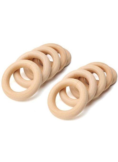VMPS Smooth Unfinished Natural Wooden RingsCircles Without Paint for Craft DIY Baby Teething Ring Pendant Connectors Jewelry Making 10 Pieces