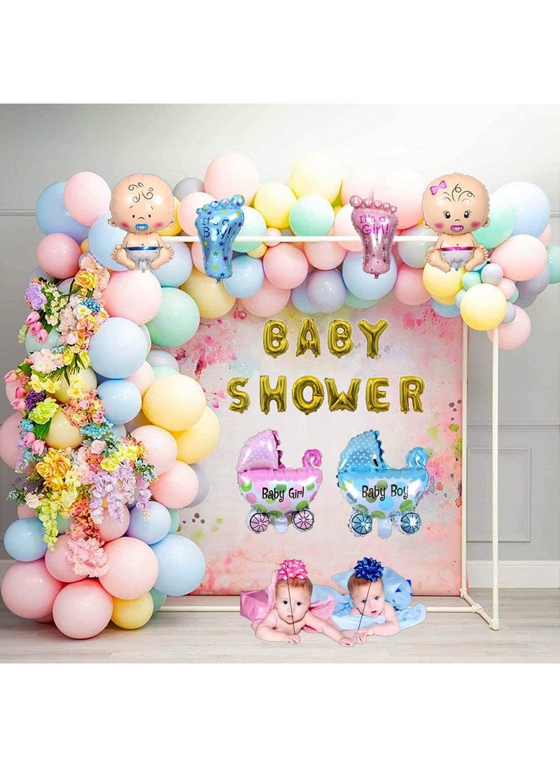 DAY DECOR Rubber Baby Shower Decoration Ballon Combo Set Of 70Pcs With Baby Fiol Balloon And Multicolor Balloon For Pregnancy Maternity Photoshoot