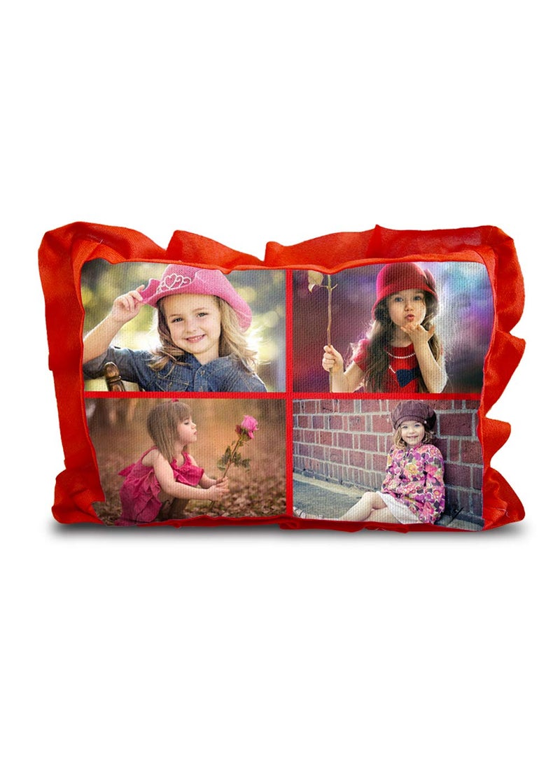 MUKESH HANDICRAFTS 4 Photo Personalized Photo Micro Fabric and Velvet Baby Pillow 1 Photo 14 x 20inches Multicolour with Polyester Filler 1 Piece