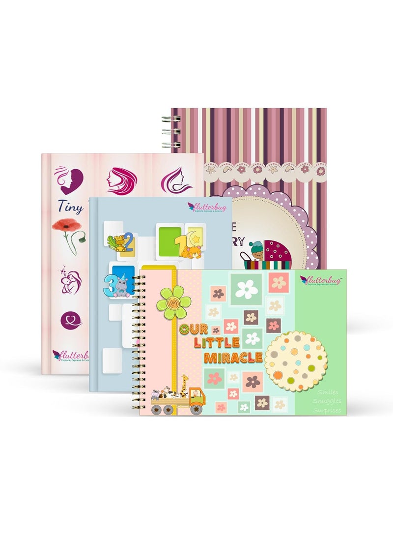 PAMPERBUG New Parent Gift Set 4Pack Baby Memory Books Keepsake Journals Baby Shower Gift for Mom DadtoBe