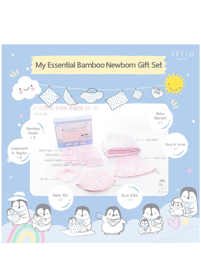 My Essential Bamboo Newborn Gift Set (8 Pcs.) - Playful Pink
