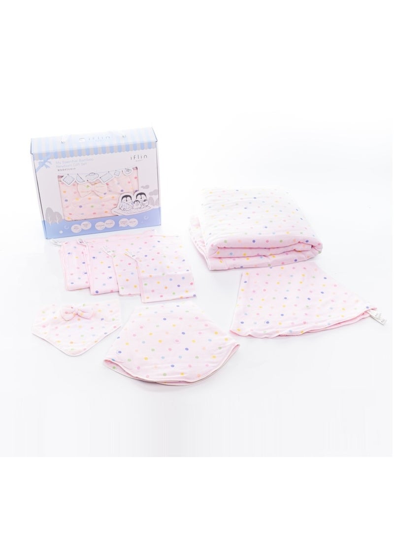 My Essential Bamboo Newborn Gift Set (8 Pcs.) - Playful Pink