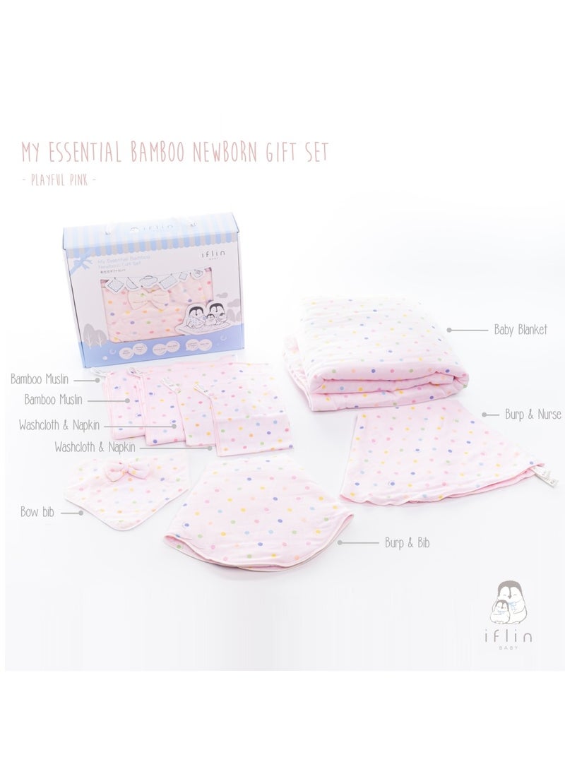My Essential Bamboo Newborn Gift Set (8 Pcs.) - Playful Pink